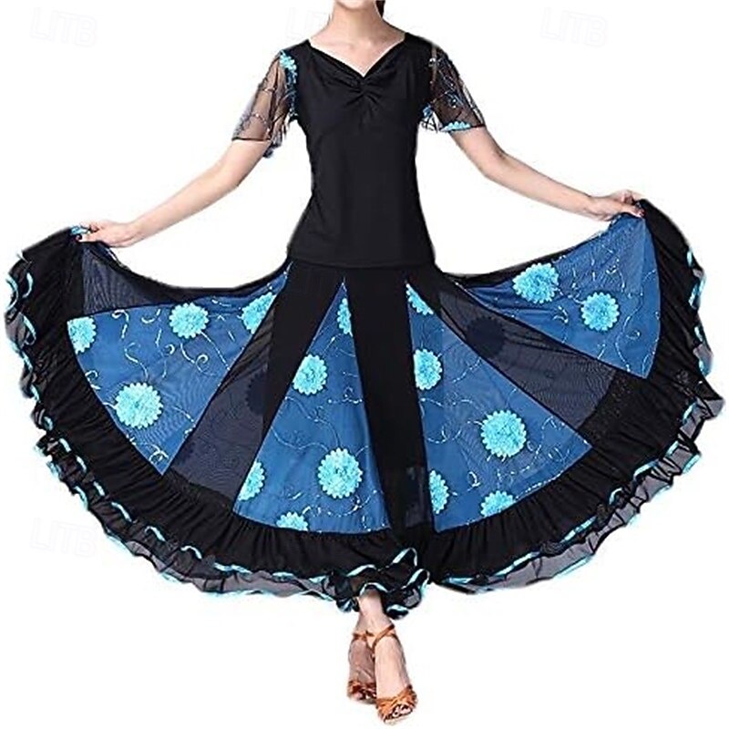 Elegant Ballroom Dance Latin Party Long Skirt Competition Dress3