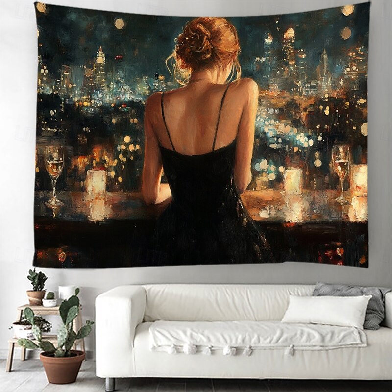 Night View Hanging Tapestry Wall Art Large Tapestry Mural Decor Photograph Backdrop Blanket Curtain Home Bedroom Living Room Decoration4
