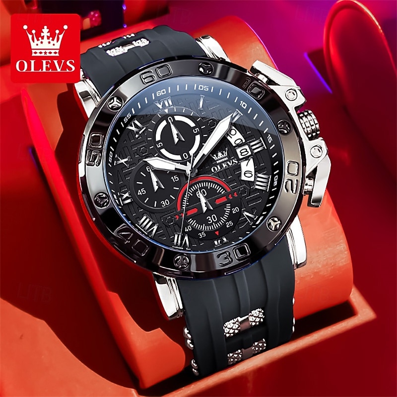 New Olevs Brand Men'S Business Watch Glow-In-The-Dark Chronograph Calendar Multi-Functional Sports Quartz Watch Waterproof Leisure Men'S Large Dial Watch