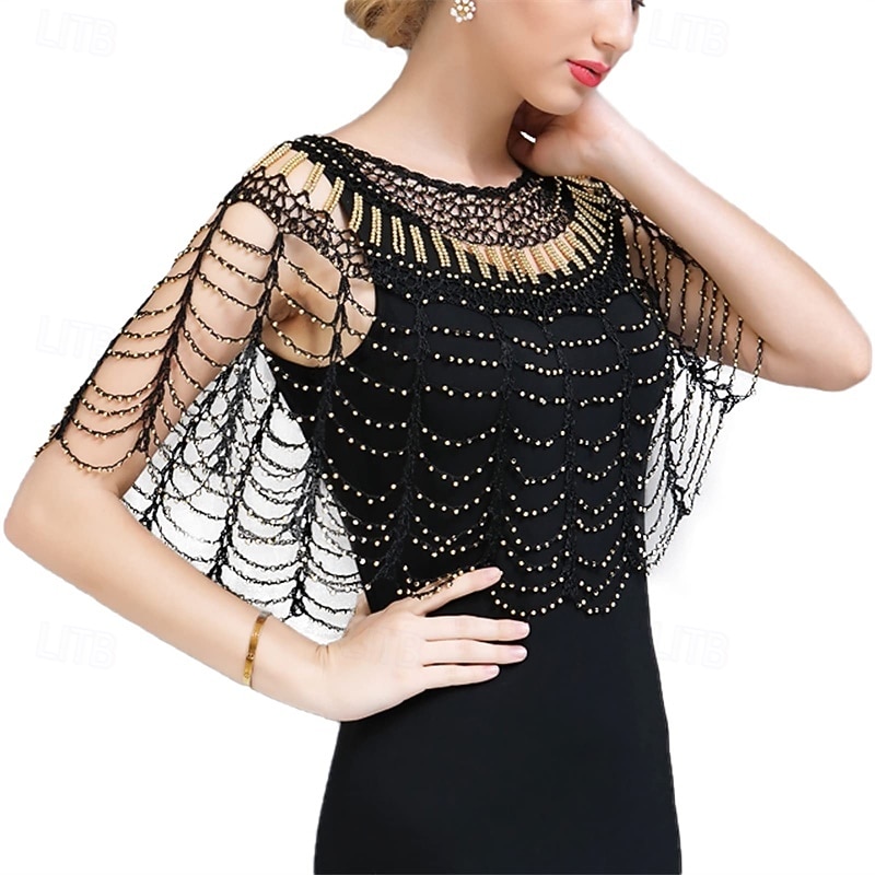 1920s Women Shawl Wraps Sequin Beaded Bridal Shawls Flapper Evening Cape2