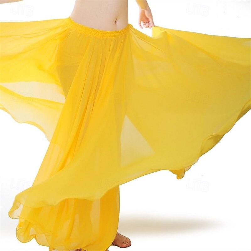 Chiffon Belly Dance Skirt for Women Belly Dancing Costume Outfit Tribal Maxi Full Skirts Solid Color Skirt Voile2