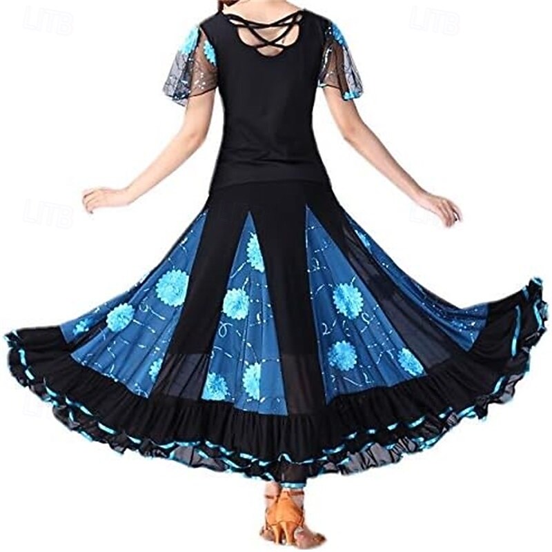 Elegant Ballroom Dance Latin Party Long Skirt Competition Dress2