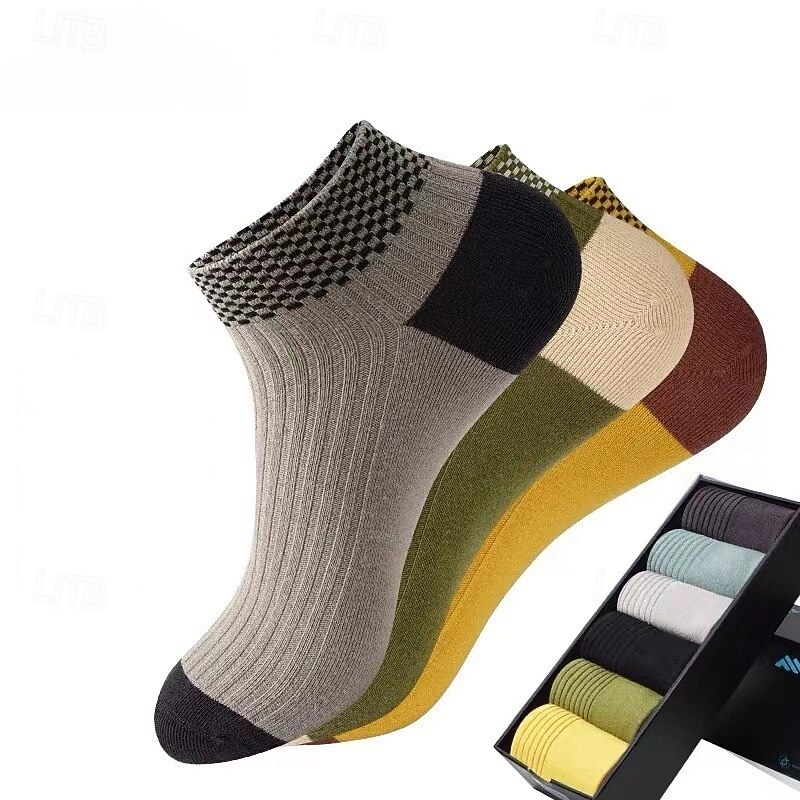 Men's 5 Pairs Multi Packs Socks Running Socks Casual Socks Rainbow Color Color Block Vacation Sports & Outdoor Daily Basic Medium Spring Fall Fashion Casual2