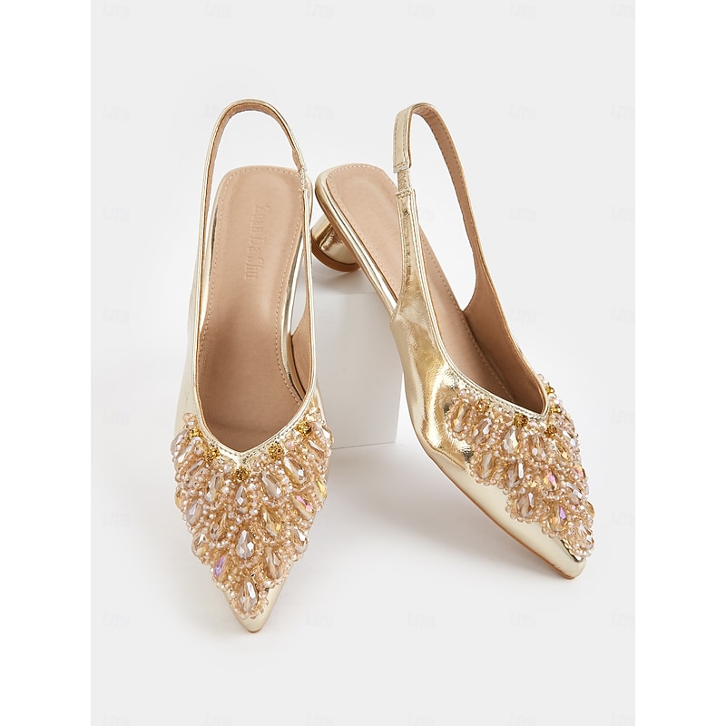 Slingback Wedding Shoes with Beaded Detail for Women - Ivory Crystal-Embellished Flats for Bridal Occasions4