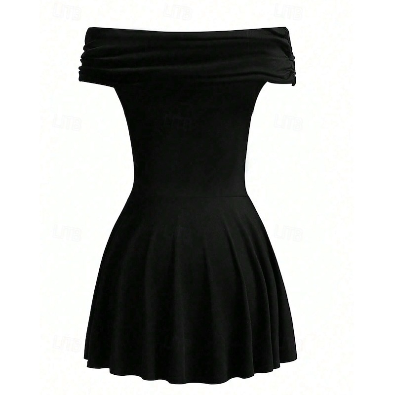 Women's Mini Dress Black Dress Prom Dress Casual Dress Cocktail Dress Fashion Outdoor Party Holiday Regular Fit Plain Sleeveless Off Shoulder Black Summer Spring2