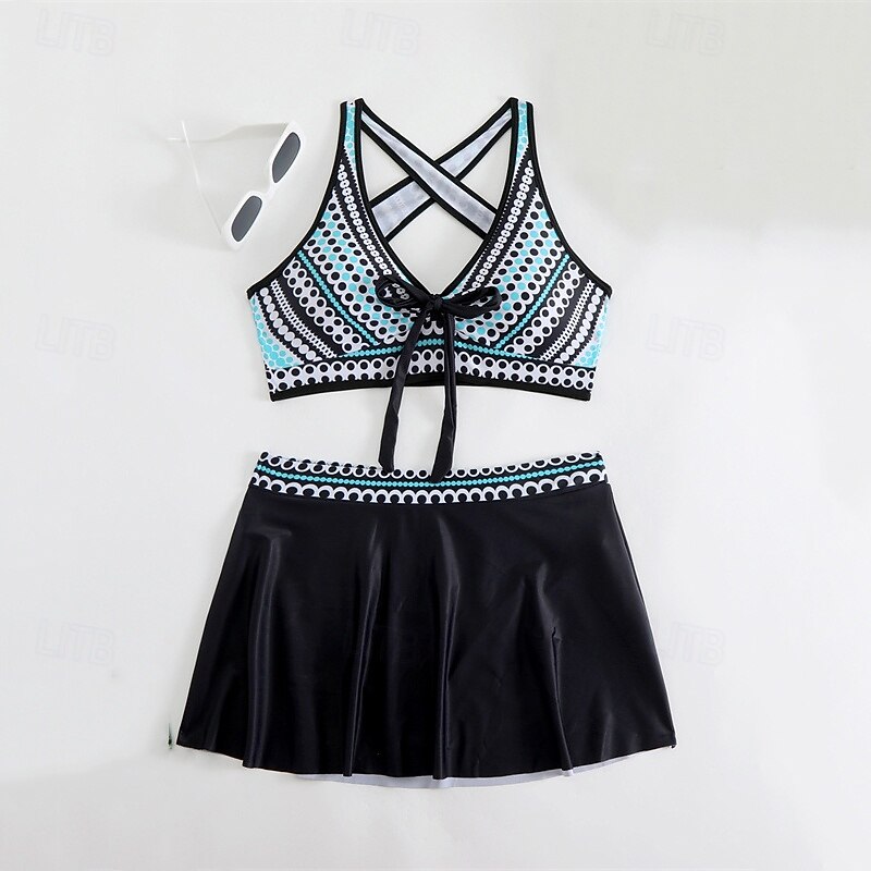 Women's Tankini Two Piece Swimsuit Backless Swimwear Patchwork Swimwear Black Yellow Breathable Quick Dry Lightweight Sleeveless - Swimming Surfing Beach Summer Spring3