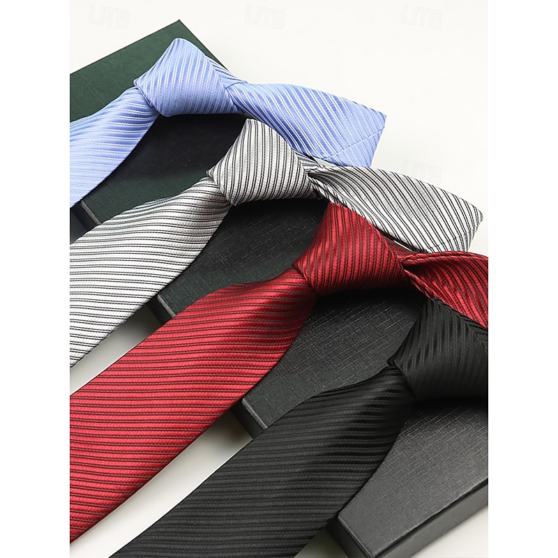 Men's striped satin tie, a variety of colors to meet different matching needs, suitable for business, wedding and formal events elegant and fashionable tie4