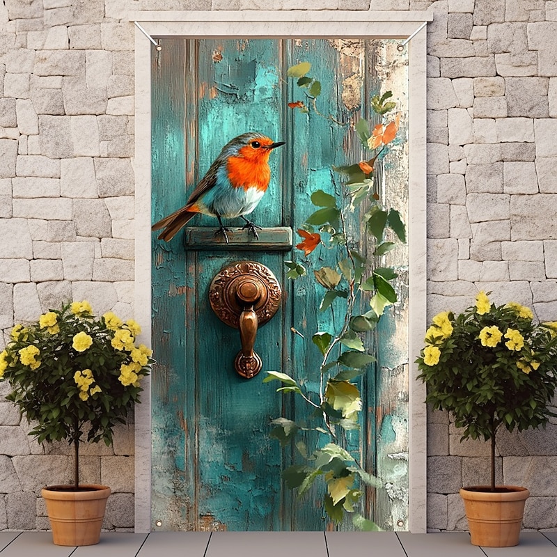 Spring Bird Door Decorations Door Covers Door Tapestry Door Curtain Decoration Backdrop Indoor/Outdoor Door Banner for Front Door Farmhouse4