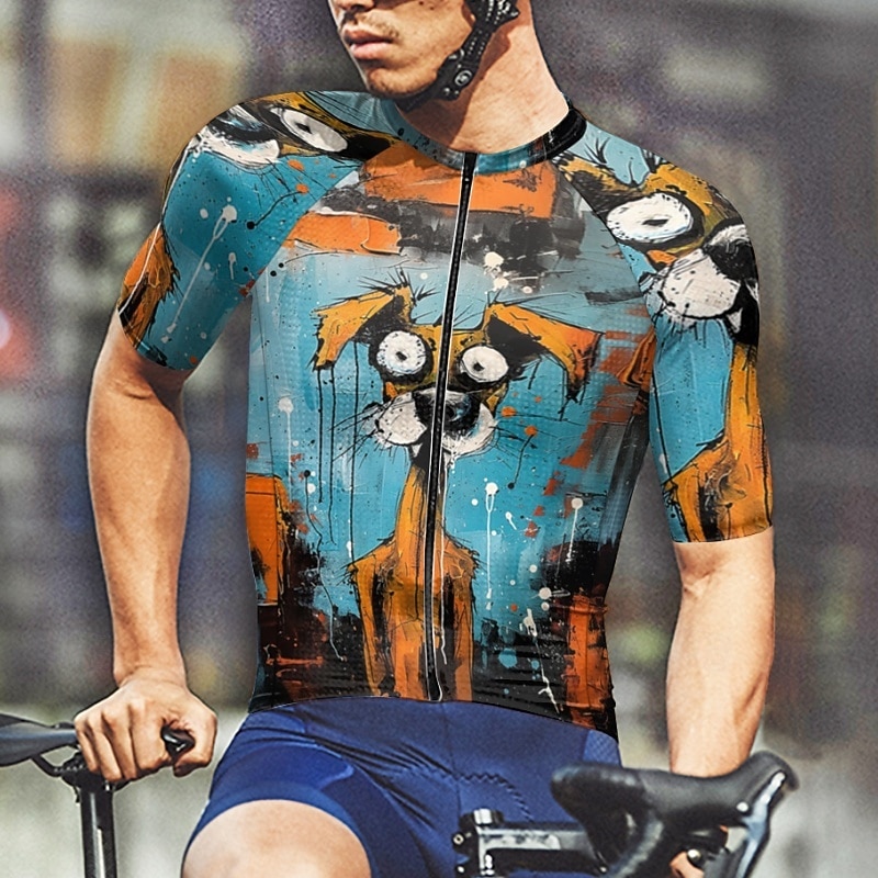 Men's Cycling Jersey Dog Short Sleeve Bike Tee Tshirt Jersey with 3 Rear Pockets Mountain Bike MTB Quick Dry Anatomic Design Wicking Breathable Sports Blue Clothing Apparel2