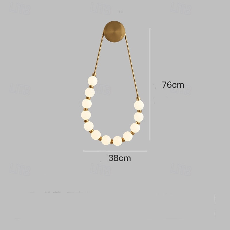 Gold Finish U Shape Necklace 10 Acrylic Beads Light Wall Lamp Lighting Sconce Fixture 110-240V 10W4