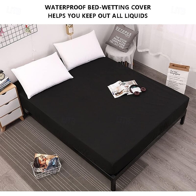 Queen Full King Protective Bed Cover Waterproof Mattress Protector Fitted Waterproof Sheet Bed Protector Mattress Cover Soft Bed Padded Sheet Urine-Proof Fitted Sheet for Home Hotel2
