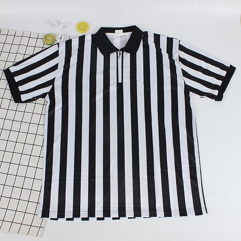 Men's Referee Shirt Collared | Official Mens Ref Shirt Jersey Short Sleeve - Football Halloween Costume2