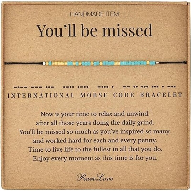 Gifts for Coworkers You'll be Missed Morse Code Beaded Bracelet for Woman Leaving Job,Going Away Gift for Coworker Women Friend,Retirement Gifts Waterproof Secret Message Bracelets