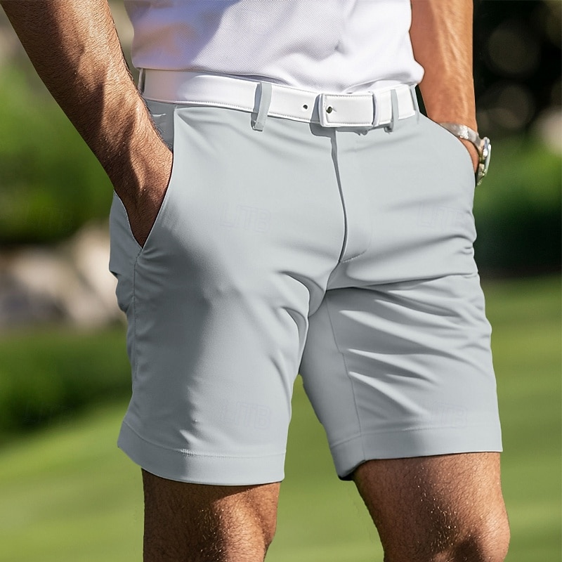 Men's Shorts Dress Shorts Summer Shorts Golf Shorts Pocket Straight Leg Plain Lightweight Breathable Knee Length Outdoor Daily Running Sports Fashion Black White Micro-elastic2