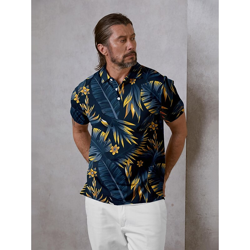 Men's Golf Polo Shirt Yellow Short Sleeve Top Golf Attire Clothes Outfits Wear Apparel4