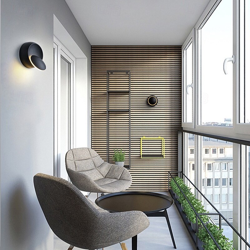 LED Wall Lamp 360 Degree Rotatable Round Crescent Wall Light Night Light Creative Modern Bedside Lamp for Living Room Bedroom Hallway Aisle Corridor 110-240V 5W4