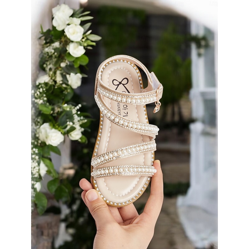 Pearl-Strap Sandals for Girls – Stylish Wedding Footwear for Flower Girls2