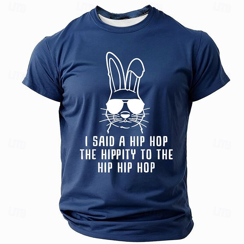 Easter Men's Rabbit Hip Hop T Shirt Short Sleeve T shirt 3D Print Crew Neck Shirt Designer Casual Party Holiday Black Blue Green Summer Spring Clothing Apparel S M L XL XXL XXXL2