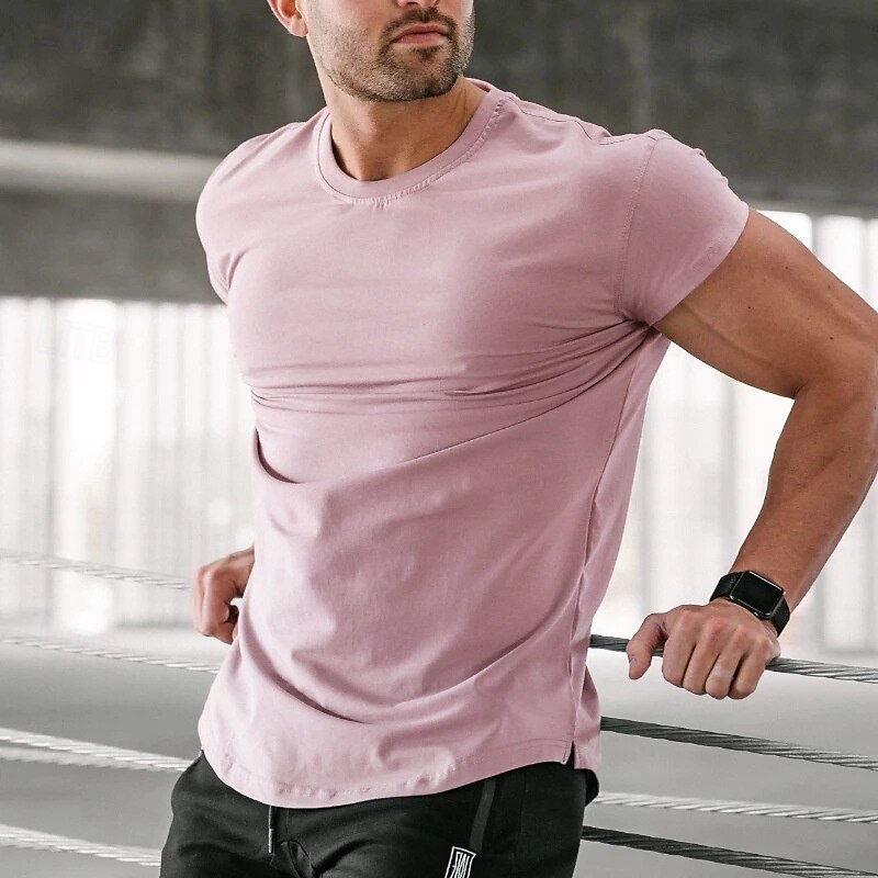 Men's T Shirt Tee Short Sleeve Shirt Tee Top Short Sleeve Crew Neck Summer Plain Fashion Designer Basic Classic Vacation Street Going out Black White Pink Top Tee for Men