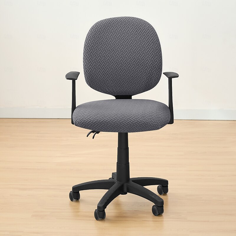 2 Pcs/set Jacquard Stretch Office Chair Cover - Removable & Washable Computer Chair Slipcover3