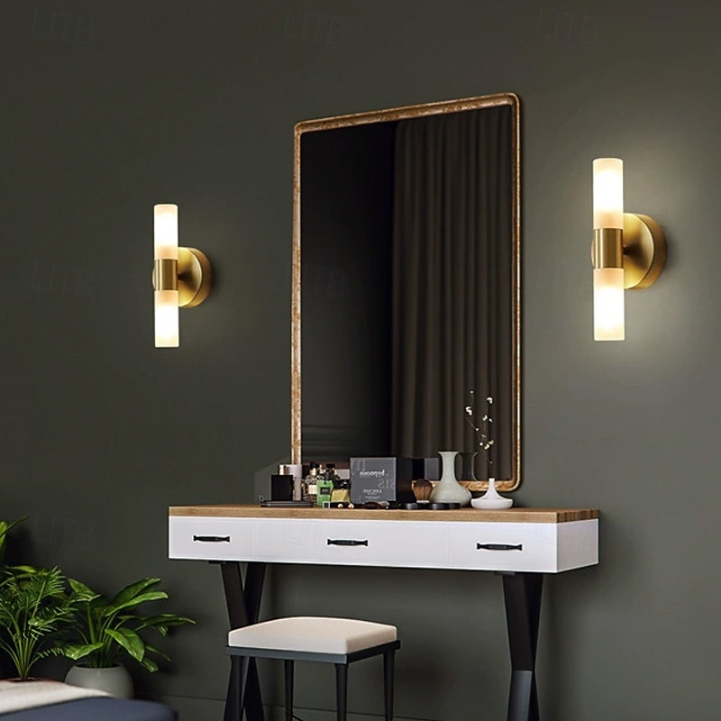 Indoor Wall Lamp LED Warm White Modern Brass Up Down Wall Sconce Decorative Light Fixture 110-240V 5W for Bedroom Bathroom Living Room