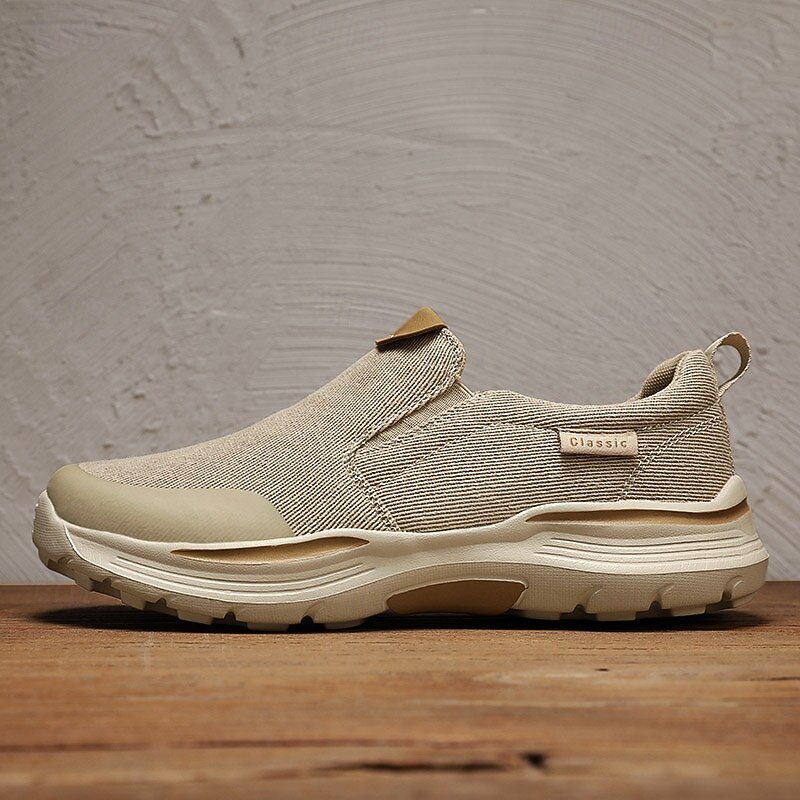 Men's Slip-On Beige Walking Shoes with Cushioned Sole – Comfortable and Breathable Sports Sneakers for Casual Wear and Outdoor Activities3