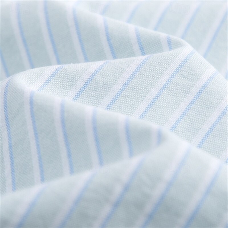 Men's Dress Shirt Button Down Shirt Oxford Shirt Non Iron Shirt Striped Shirt Wedding Outdoor Light Green Blue Green Long Sleeve Spread Collar Summer Spring Clothing Apparel4