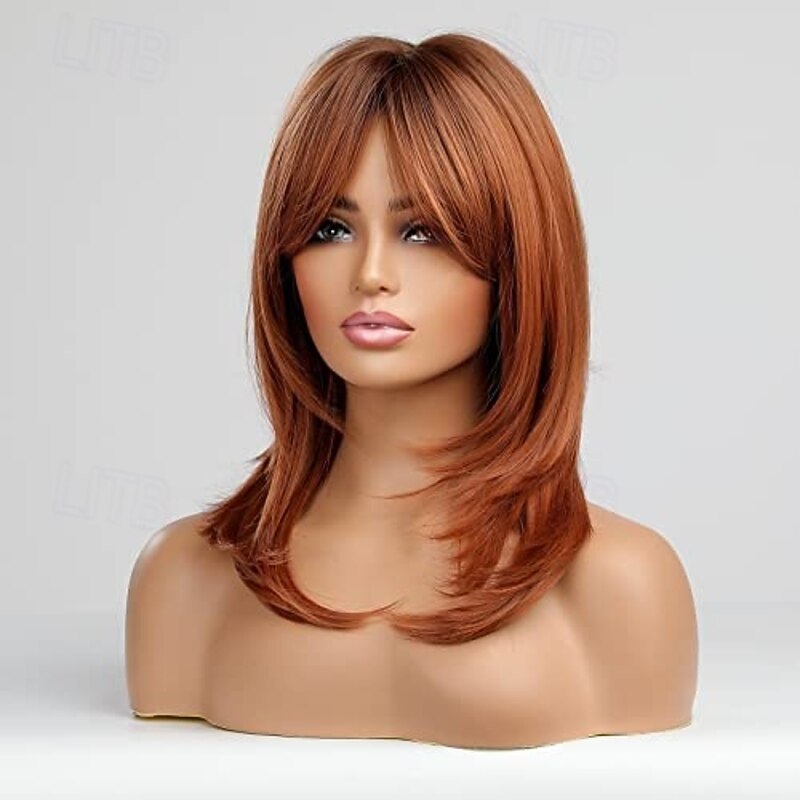 Wigs for Women Long Layered Wigs with Bangs Heat Resistant Synthetic Fibre Wigs2