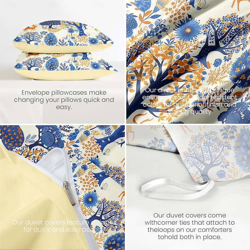 100% Cotton Duvet Cover Set Tree Pattern Set Soft 3-Piece Luxury Bedding Set Home Decor Gift King Queen Duvet Cover4