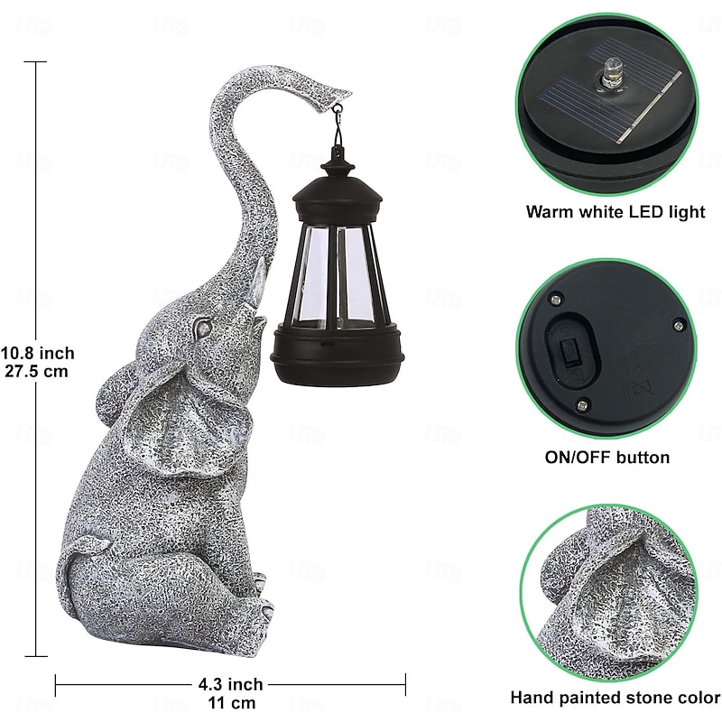 Solar Cute Elephant Garden Decorative Light Outdoor Animal Statue Waterproof Garden Light Villa Lawn Walkway Housewarming Women Mom's Birthday Gift2