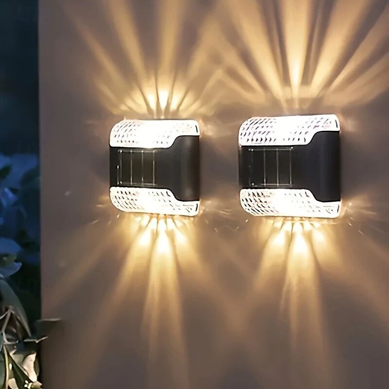 4 Pcs LED Solar Outdoor Wall Lights Fence Light Up and Down Lighting Wall Lamp Outdoor Waterproof Garden Courtyard Landscape Atmosphere Decorative Lights2