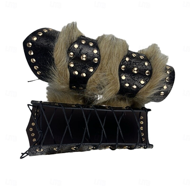 Retro Vintage Medieval Renaissance Wristband Arm Guards Warrior Viking Fancy Dress Men's Viking Halloween Carnival Performance Party LARP Adults' Arm Guards3