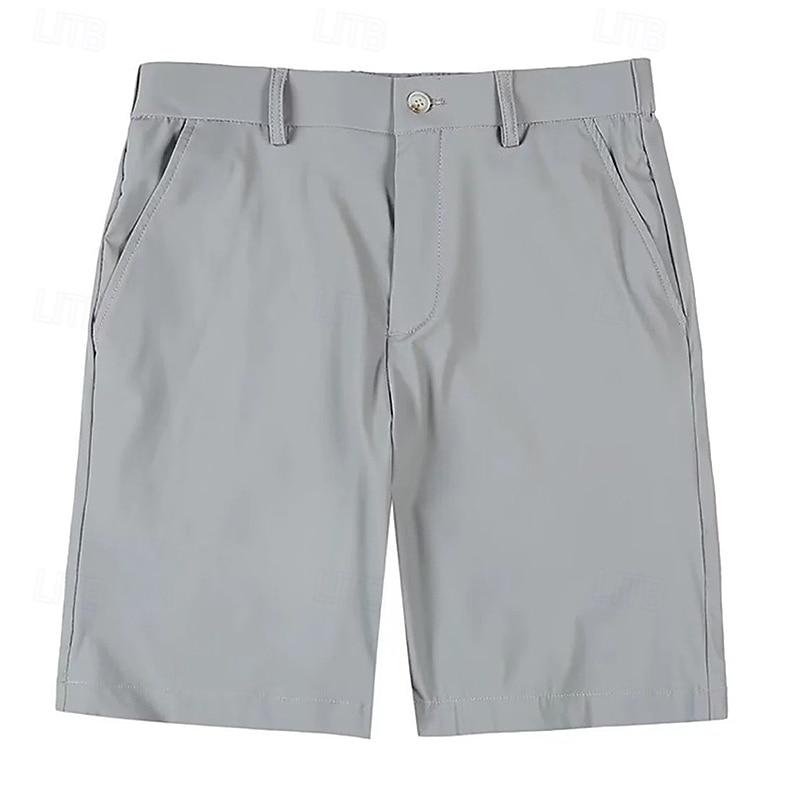 Men's Shorts Dress Shorts Golf Shorts Pocket Straight Leg Plain Quick Dry No-Iron Knee Length Outdoor Daily Running Fashion Business Black Navy Blue Stretchy3