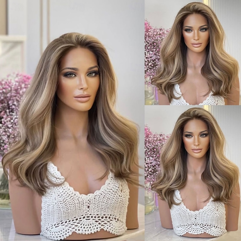 Brazilian Remy Human Hair Highlighted Colored 5x5 Lace Closure Wigs Blonde and Brown Glueless 13x4 Lace Front Wig For Women