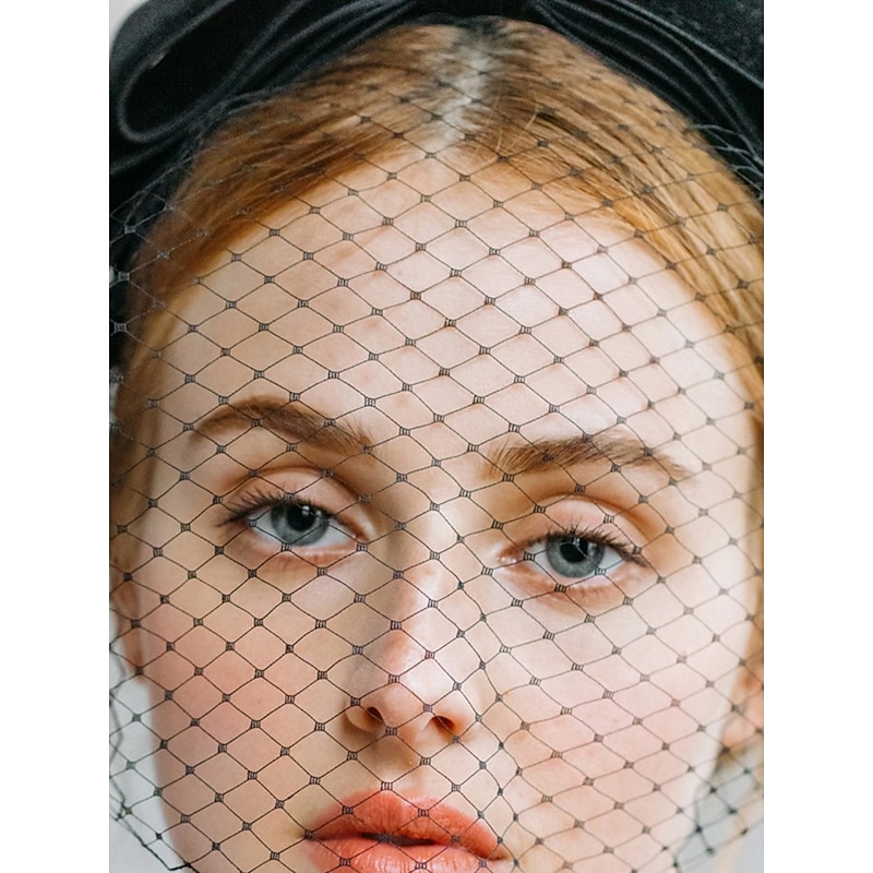 Headdress Tulle Fabric Horse Race Vintage Cute With Tulle Headpiece Headwear4