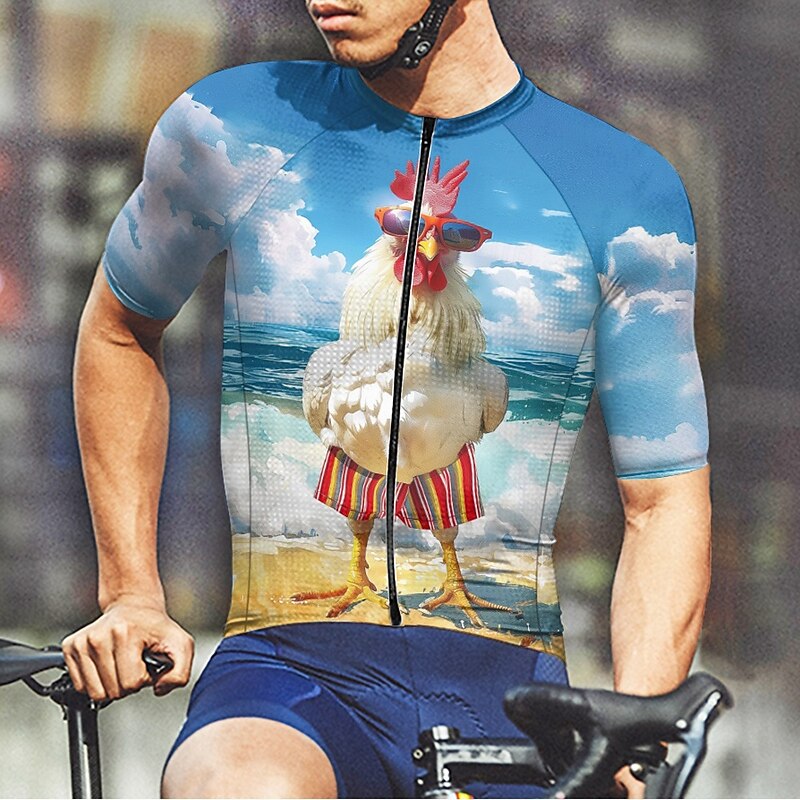 Men's Cycling Jersey Animal Short Sleeve Bike Tee Tshirt Jersey with 3 Rear Pockets Mountain Bike MTB Quick Dry Anatomic Design Wicking Breathable Sports Blue Clothing Apparel2