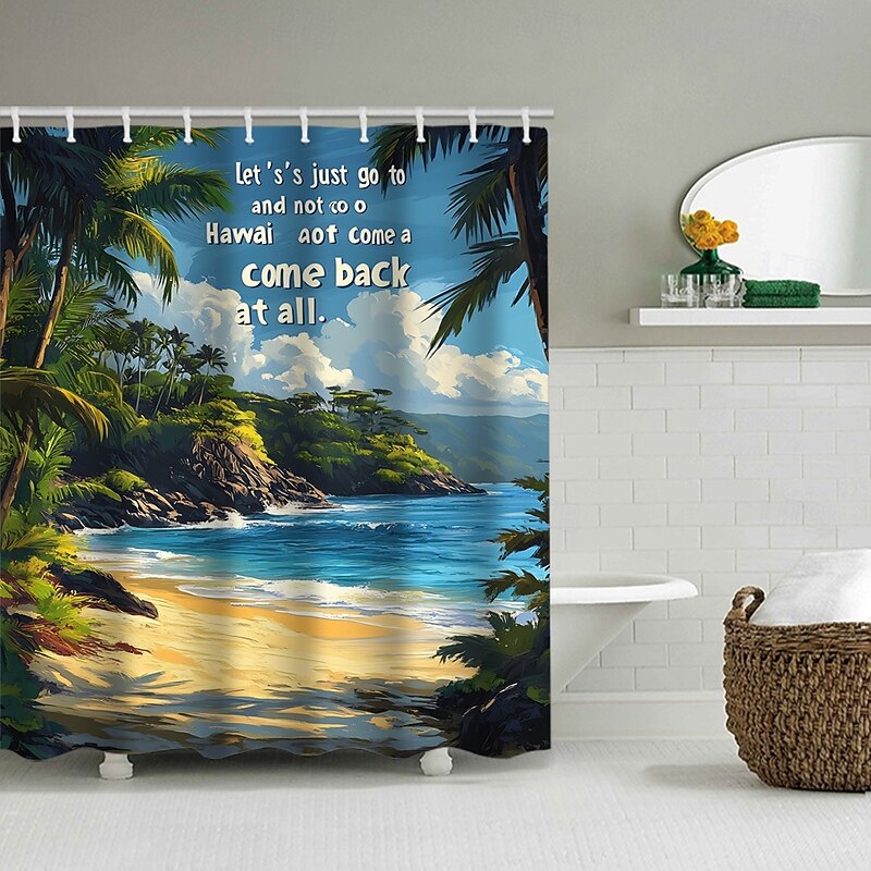 Fashionable Shower Curtain 180cm*180cm(70"*70"), Waterproof Polyester Bathroom Privacy Cover with 12 Hooks, Stylish Home Decor for Bath4