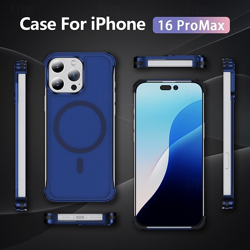 Phone Case For iPhone 16 15 14 Pro Max Plus 13 12 Pro Max Back Cover Magnetic Support Wireless Charging Shockproof Retro Metal4