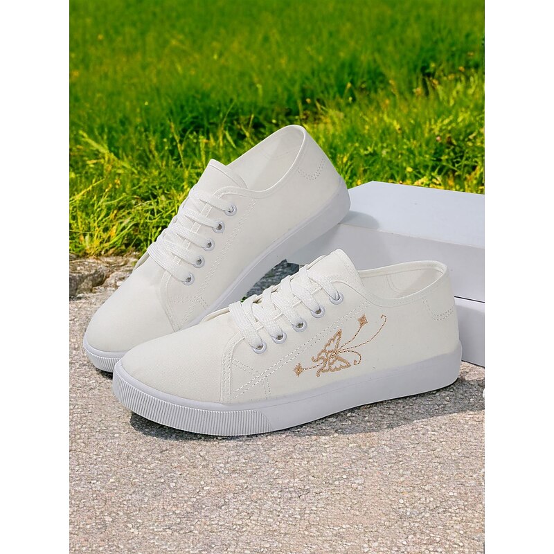Women's White Flexible Canvas Sneakers – Lightweight Foldable Lace-Up Shoes for Travel, walking and Casual wear4