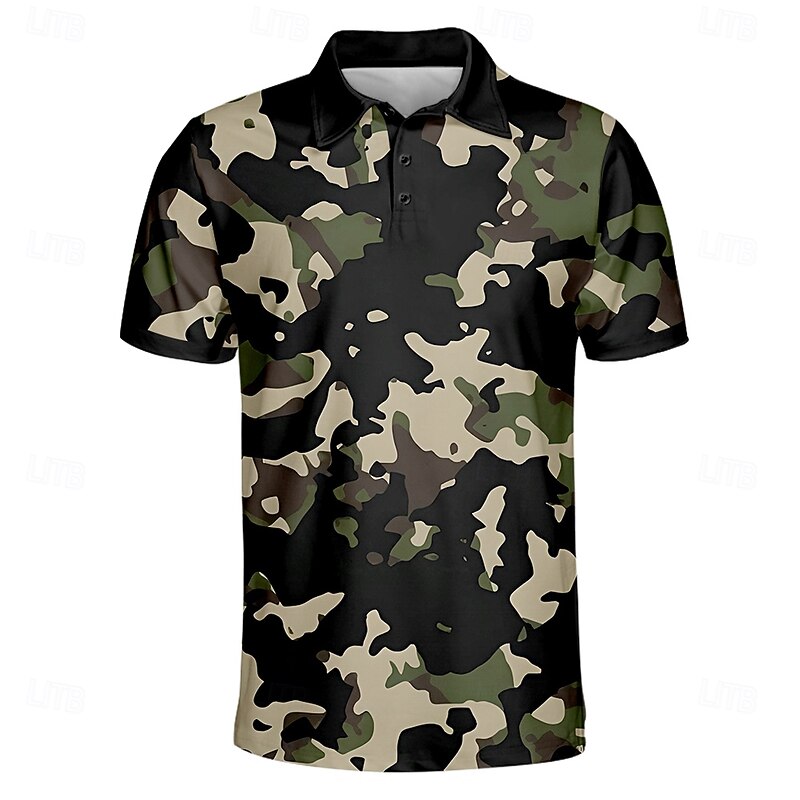 American Independence Day Men's Printing Polo Short Sleeve Polo Shirts Collared Shirts Casual Outdoor Daily Wear 3D Print Summer Spring Fall Black Blue Brown