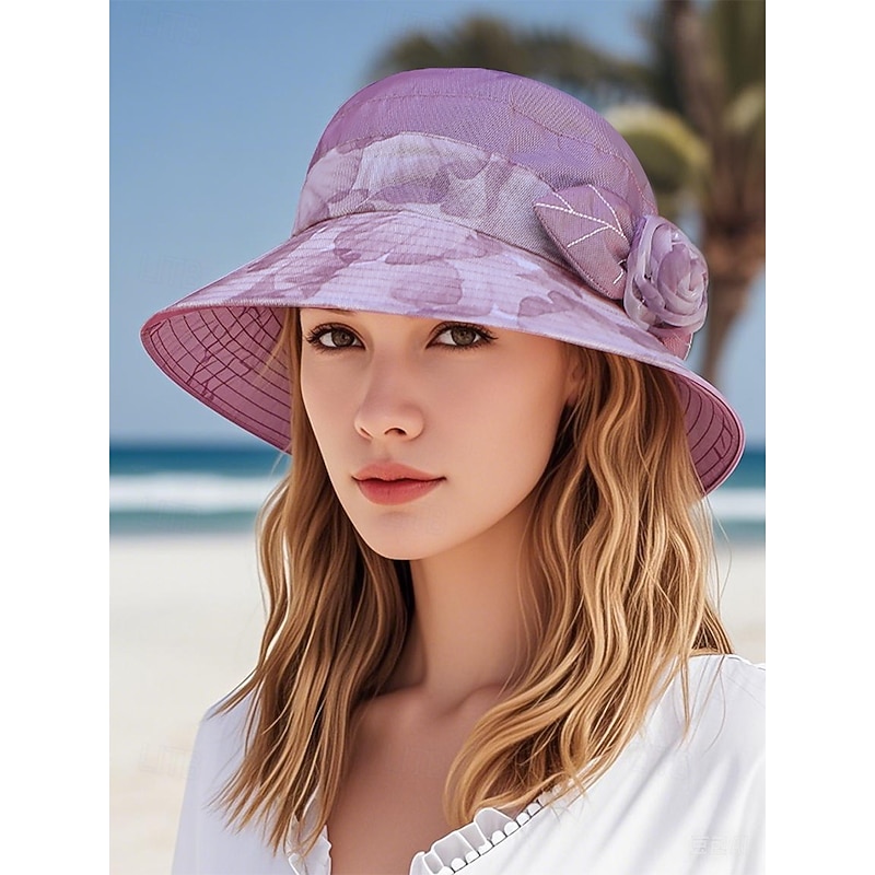 Elegant Floral Sun Hat for Women - Lightweight Breathable Wide Brim Bucket Hat with Rose Decoration, Breathable and UV Protection, Perfect for Beach, Travel and Summer Outdoor Activities2
