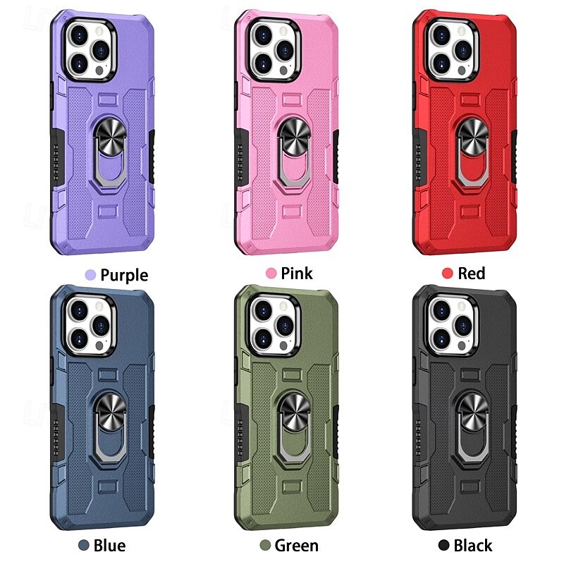 Phone Case For iPhone 16 15 14 Pro Max Plus 13 12 11 Pro Max Back Cover Ring Holder Magnetic Shockproof Retro PC4