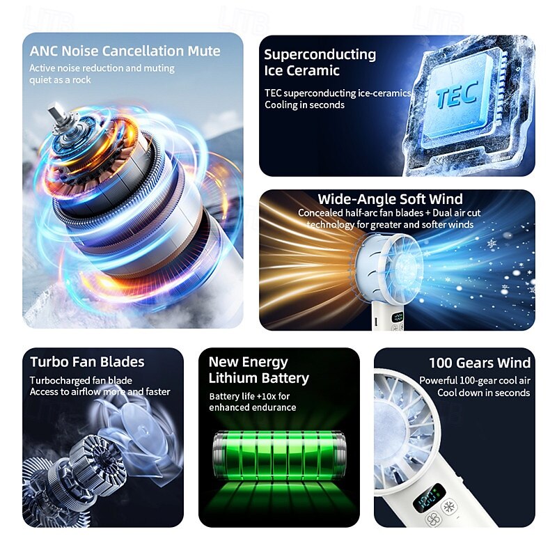 Ice Cooling USB Handheld Fan – 100-Speed Portable Mini Fan with Silent Operation for Outdoor Use4