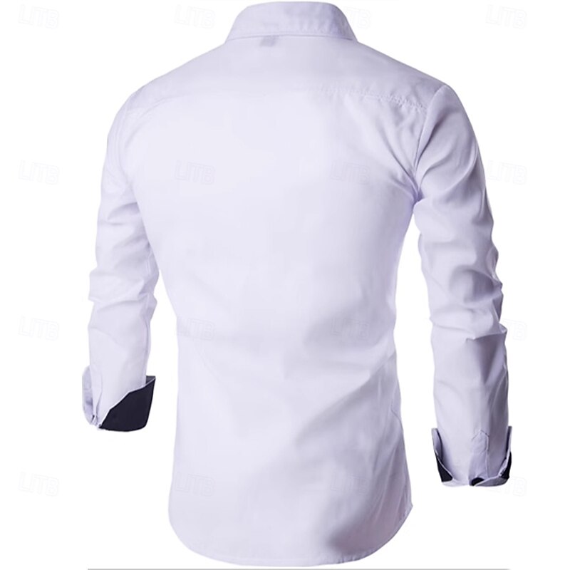 Men's Shirt Dress Shirt Button Up Shirt Color Block Wedding Party White Red Blue Gray Long Sleeve Lapel Spring &  Fall Clothing Apparel Patchwork2