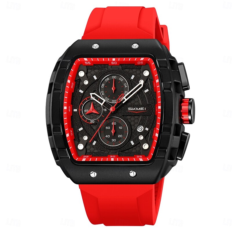 SKMEI  Fashionable Outdoor Wine Barrel Shaped Men's Watch with Curved Mirror Gradient Three Needle Timing for Men's Sports Watch3