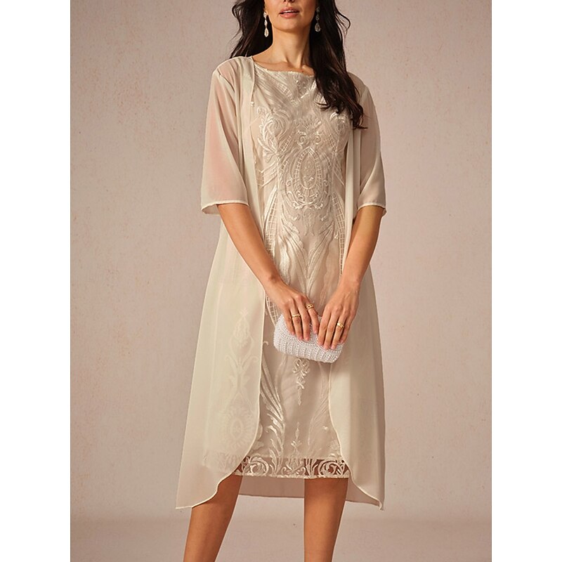 Women's Chiffon Cover-Up Jacket Solid Color Elegant Stylish Half Sleeve  Champagne Summer Spring