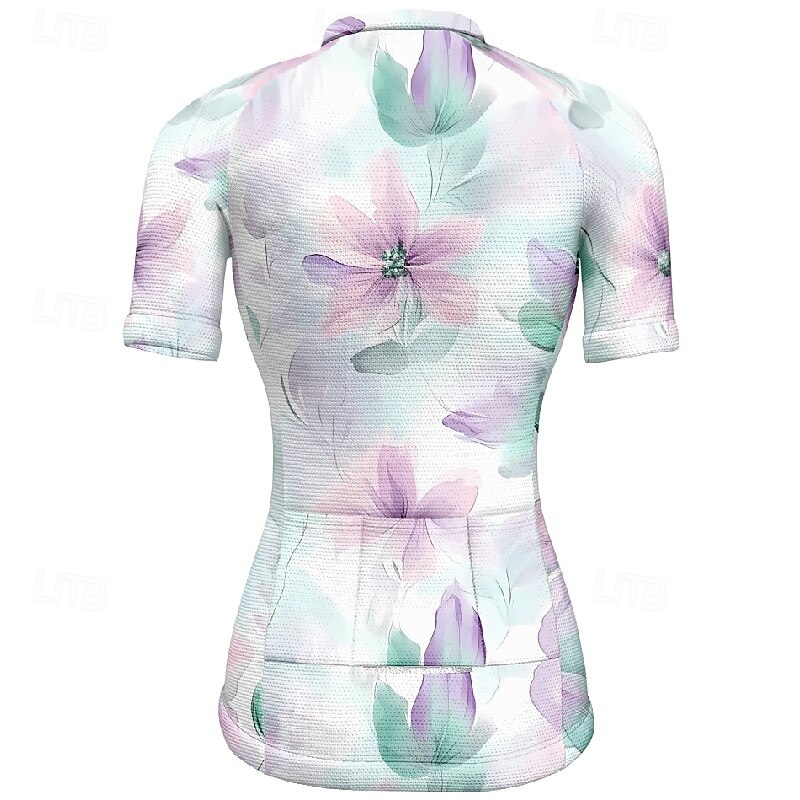 Women's Cycling Jersey Flower Short Sleeve Bike Tee Tshirt Jersey with 3 Rear Pockets Mountain Bike MTB Quick Dry Anatomic Design Wicking Breathable Sports Yellow Blue Clothing Apparel3