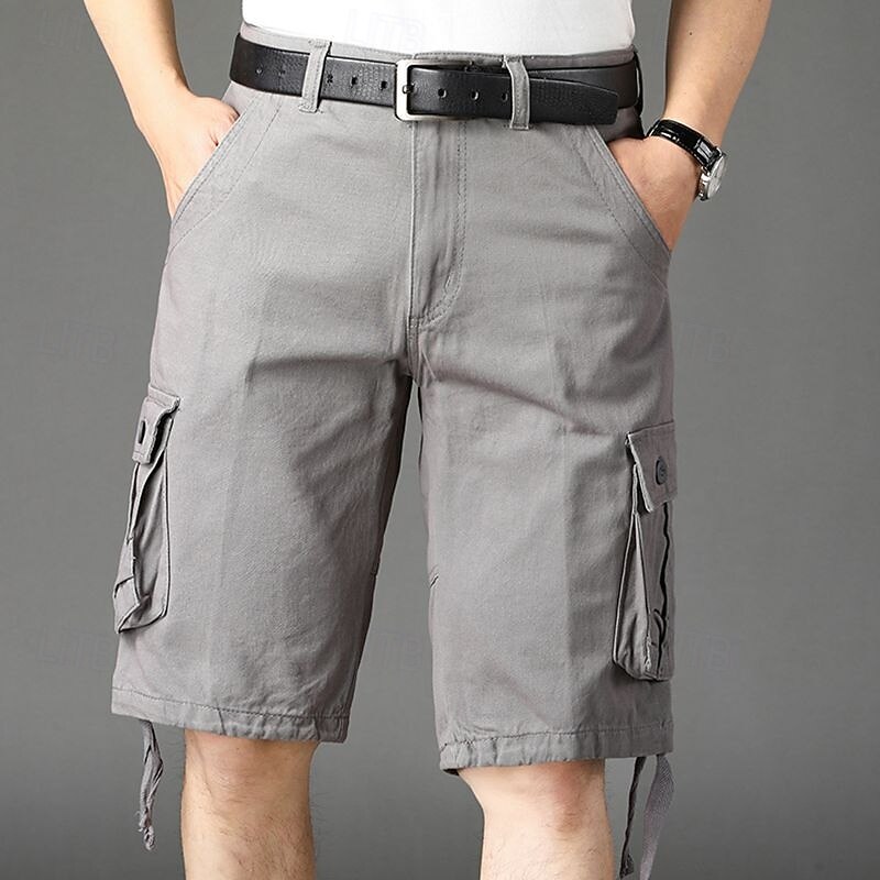 Men's Cargo Shorts Shorts Summer Shorts Multi Pocket Flap Pocket Plain Comfort Wearable Knee Length Outdoor Sport Daily Fashion Casual Black Yellow2