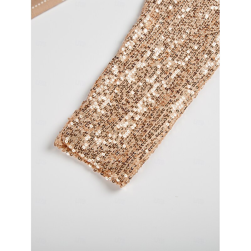 Women's Shirt Blouse Metallic Basic Sparkly Print Long Sleeve Regular Tops V Neck Party New Year Yellow Gray Spring Fall4