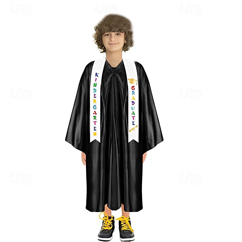 Unisex Graduation Stole for Kids, Plain Graduation Sash, Honor Stole for Students, Children's Graduation Ceremony Sash, Preschool Kindergarten Floral Honor Satin Stole